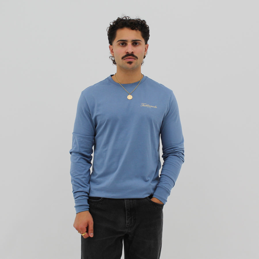 Script FLM Long Sleeve Tee - Clear Blue