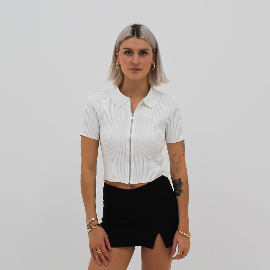 Zip Crop Polo