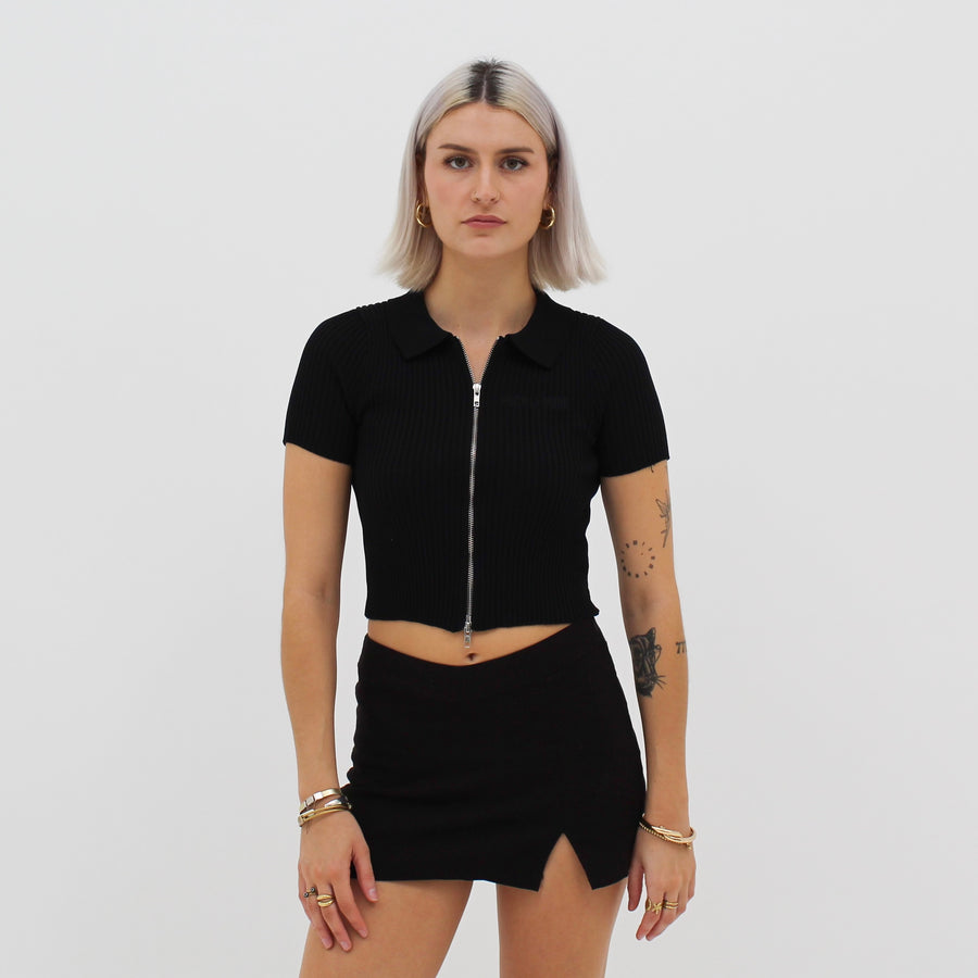 Zip Crop Polo