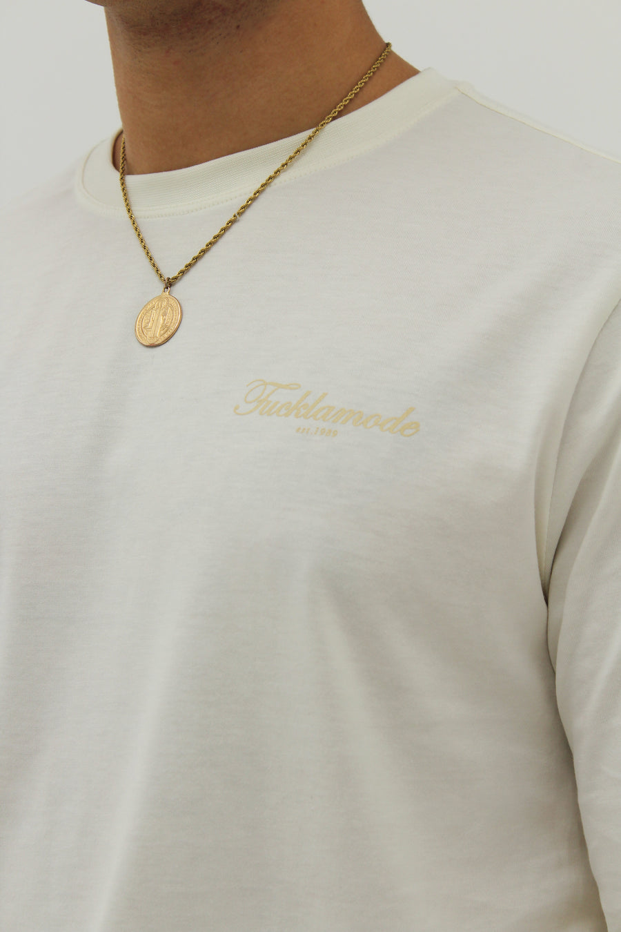 Script FLM Long Sleeve Tee - Creme