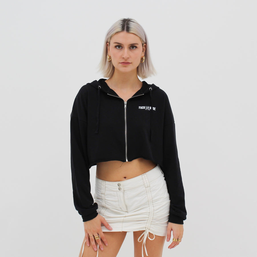 Crop Zip-Up - Black