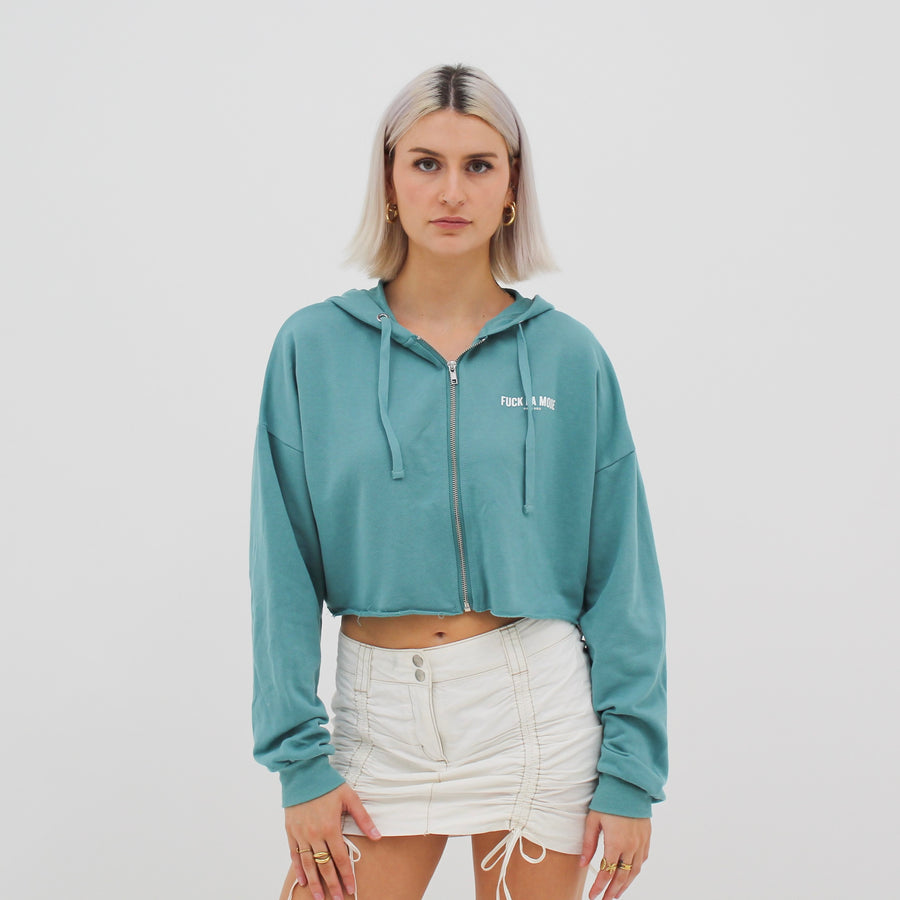 Crop Zip-Up - Teal