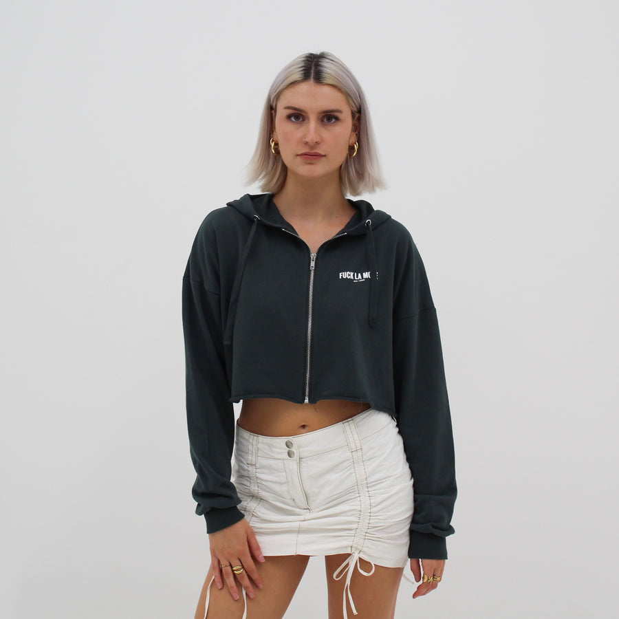 Crop Zip-Up - Green