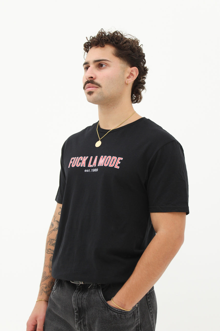 Unisexe - Retro Athletic FLM T-shirt - Noir