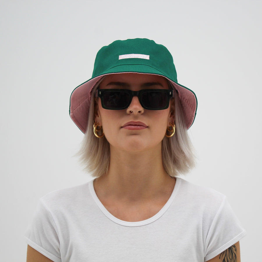 Reversible Bucket Hat - Green & Pink